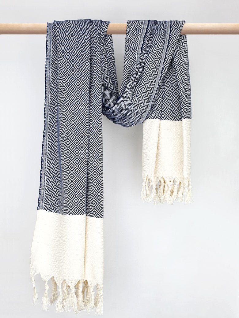 Blue and sale white blanket scarf