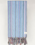 Folded multi-colour scarf cotton in the blue base colour.